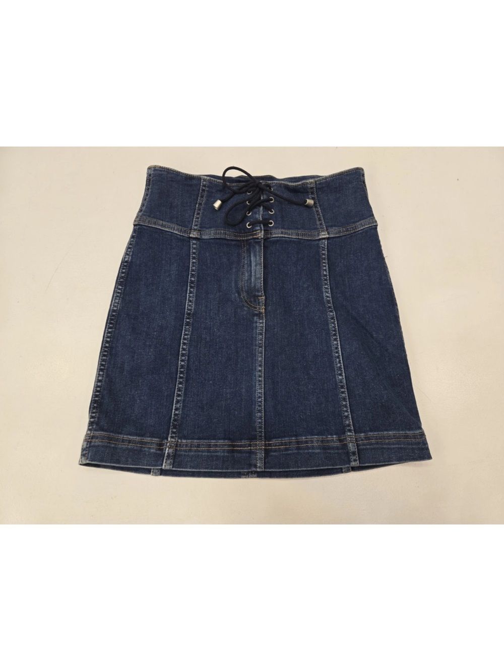 Free People Denim Mini Skirt 4 Modern Femme Corset Blue Skirt Lace Up Boho